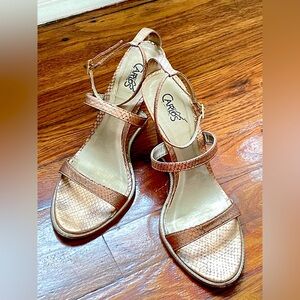 Carlos Santana strappy snakeskin-embossed 4 1/2” wedge heels